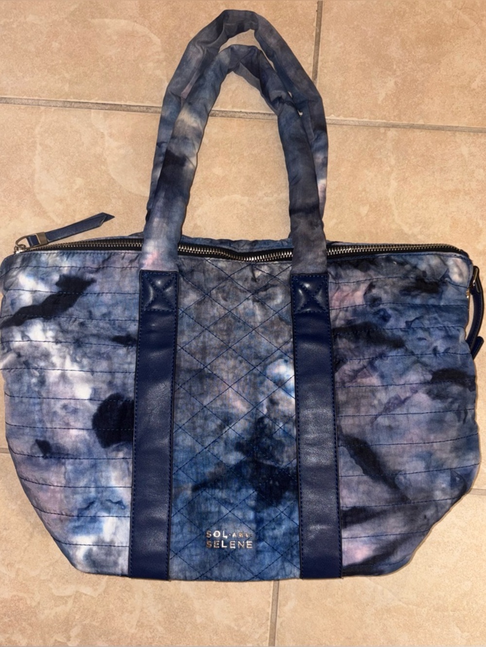 Sol & Selene Blue Tie-Dye Quilted Tote Bag